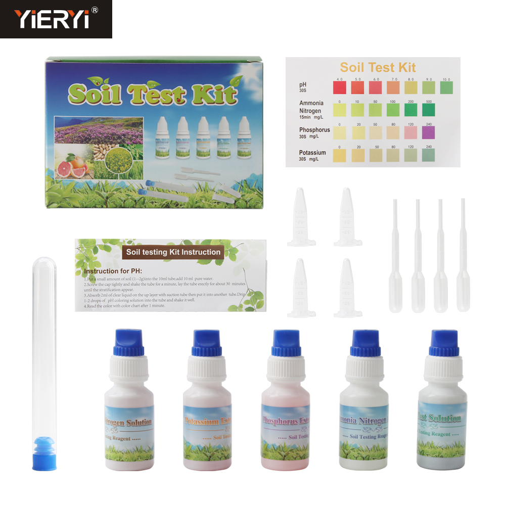Ph Up Down Solution - Yieryi 4-in-1-Bodentestkit für pH-Stickstoff, Phosphor, Kalium,