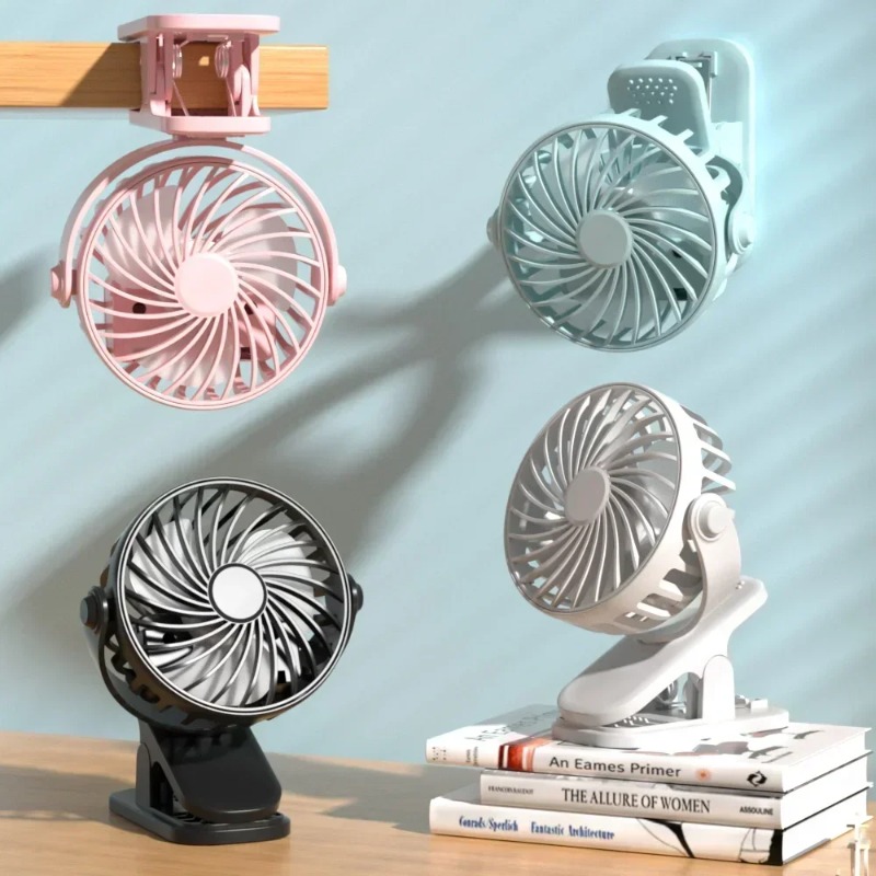 Oscillating Fan Clip - Tragbarer Clip-Ventilator USB-Tischventilator 3 Geschwindigkeiten Leiser