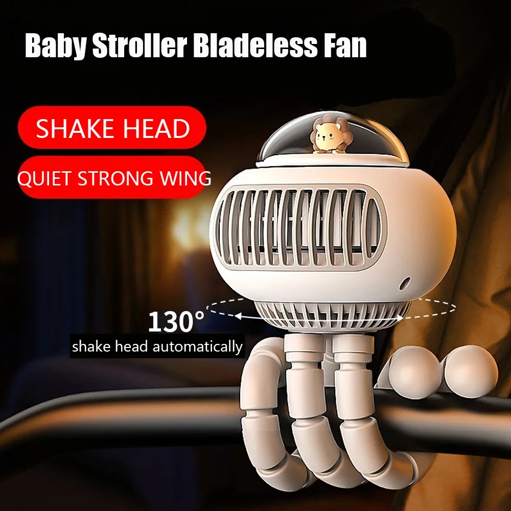 Oscillating Fan Clip - Mini-Kinderwagen-Ventilator, automatischer oszillierender Ventilator, tragbarer Ventilator
