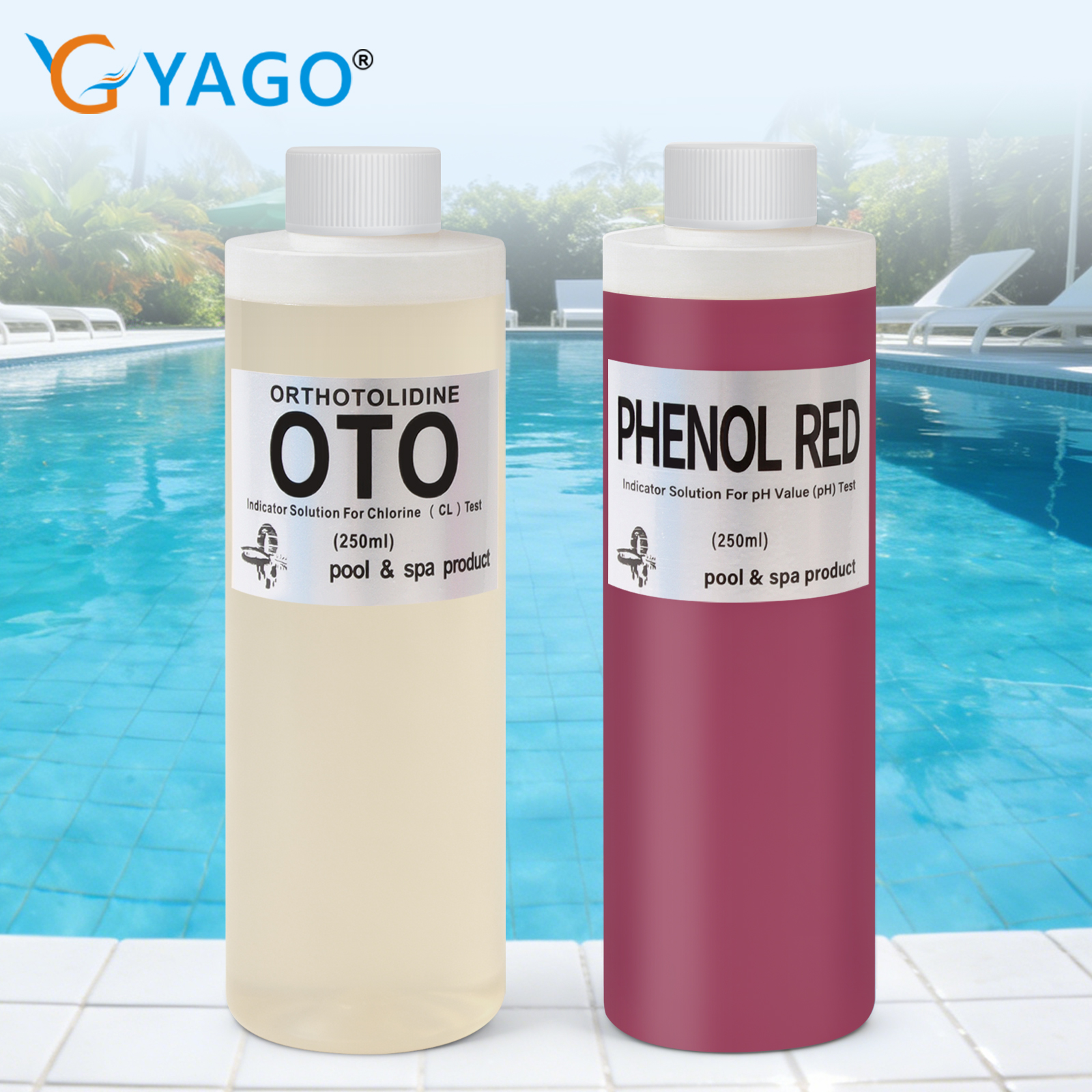 Ph Up Down Solution - 250ml Pool-Wassertestkit PH-Indikator Phenolrot OTO Chlortester