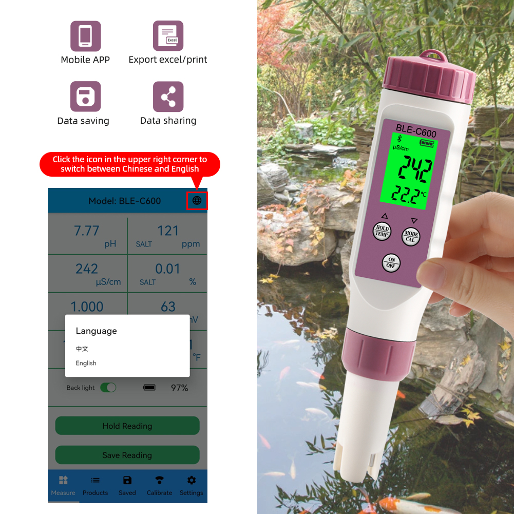ORP/EC/Salzgehalt/S.G/Temp/PH/ – Ph Up Down Solution Bewertung und Preis